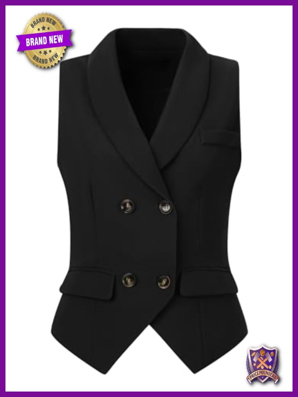 Double Breasted Suit Vest Lapel Collar Dressy Waistcoat